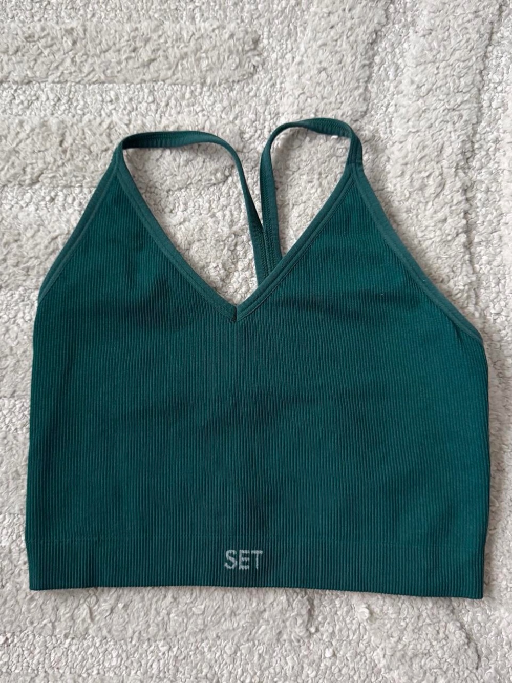SET Active Teal Ribbed V-Neck Sports Bralette